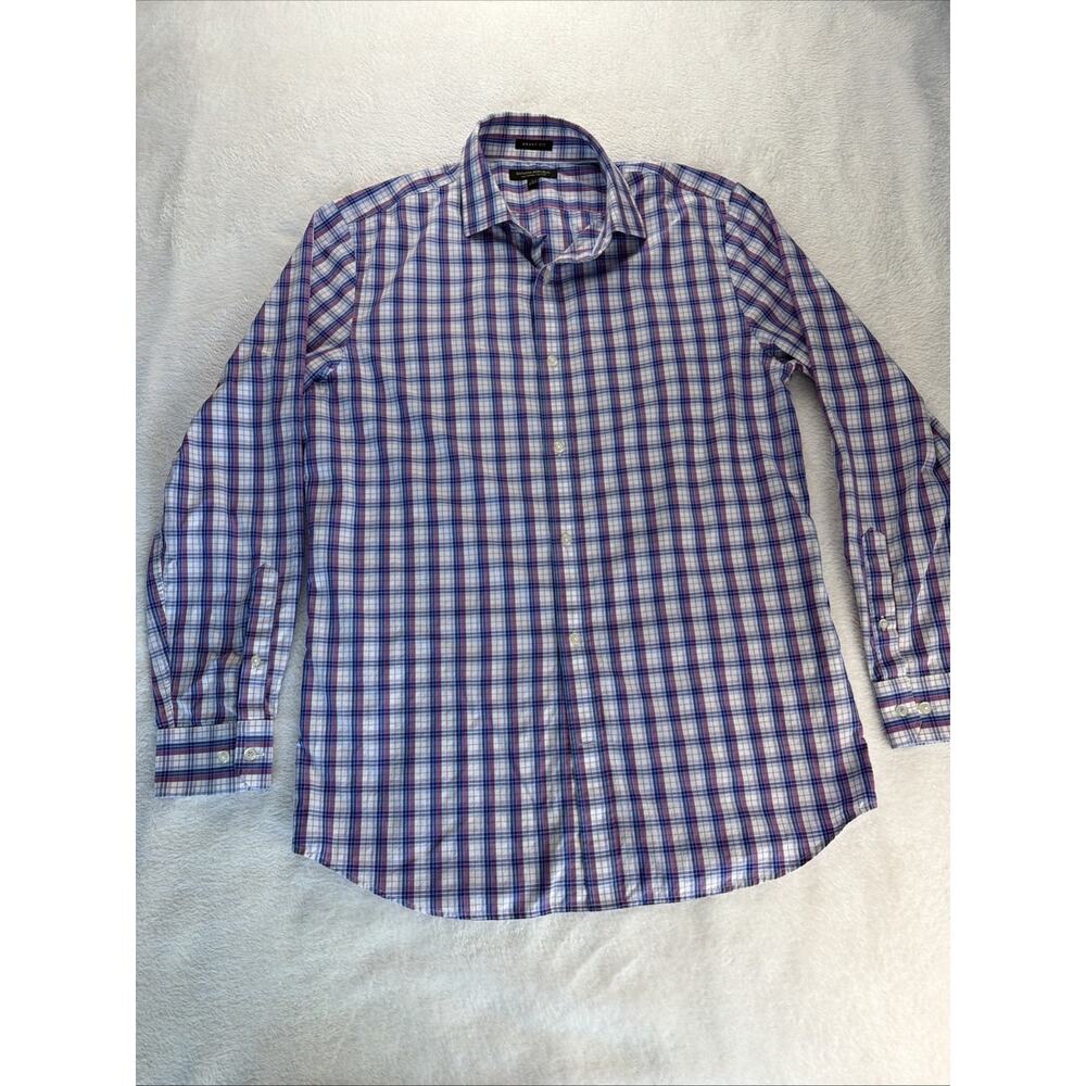 Banana Republic Button Up Long Sleeve Men L Grant Fit 120s Supima Cotton Plaid